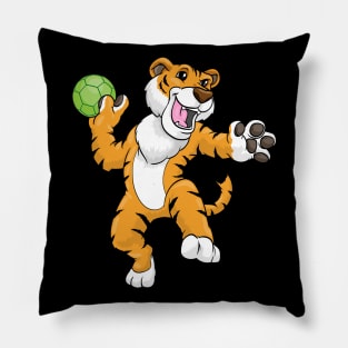 Tiger as handball player with handball Pillow