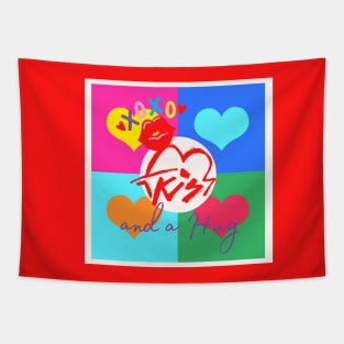 Colorful Hearts - XOXO - kiss and a hug Tapestry