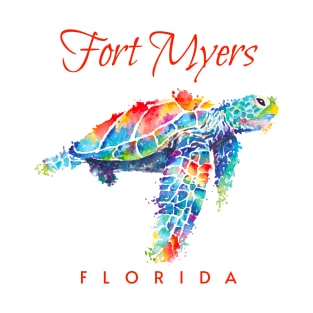 Fort Myers Florida Watercolor Sea Turtle T-Shirt