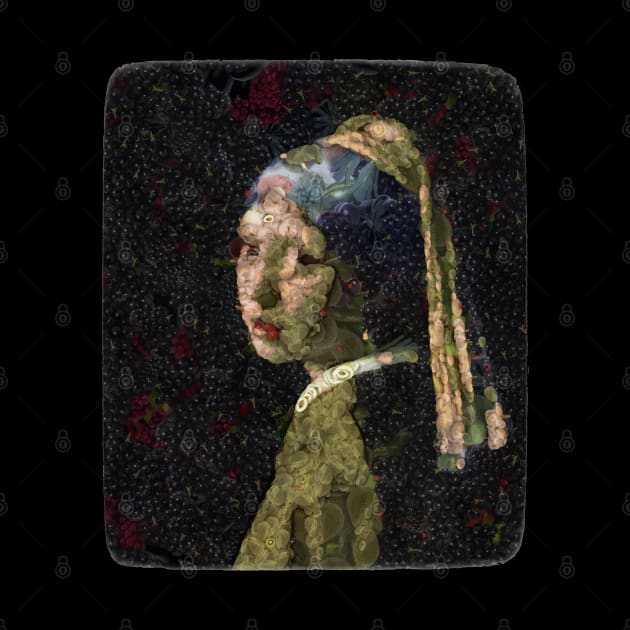 Girl With A Strawberry Earring Vegetable Decoupage by taiche