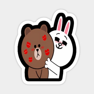 Brown Bear Cony Bunny Rabbit Shower Me With Love Kisses Magnet