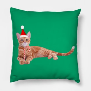 Festive Christmas Orange Ginger Cat Pillow