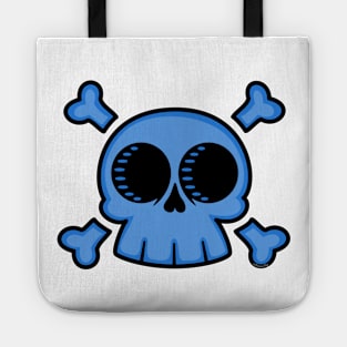 Skull and Crossbones Neon Blue Tote