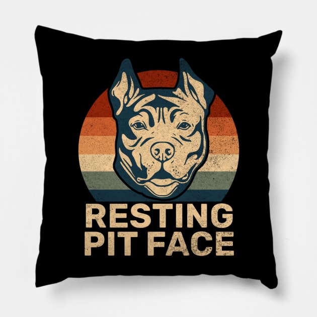 Vintage Pitbull Resting Pit Face - Funny Pitbull Lovers Pillow by tiden.nyska