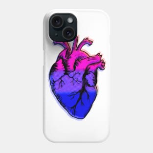 Bisexual anatomical heart illustration with halftone Phone Case