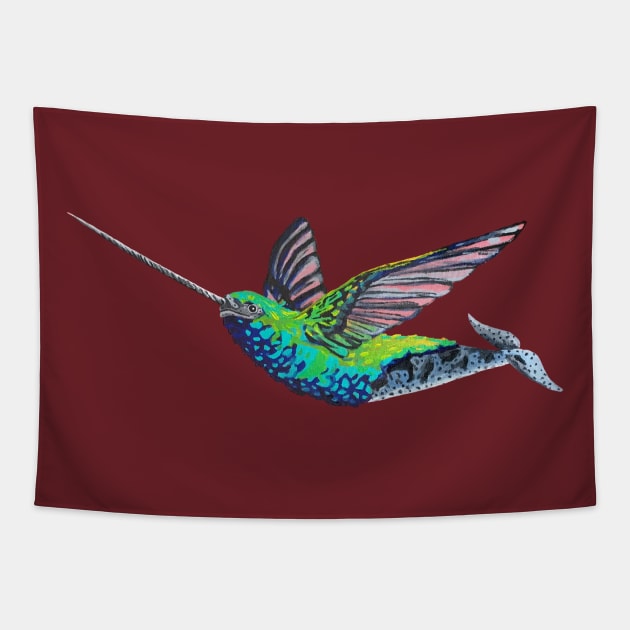 Narwhal Hummingbird Tapestry by RaLiz