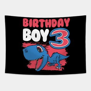 Kids rd third  three years old birthday dinosaur Tapestry