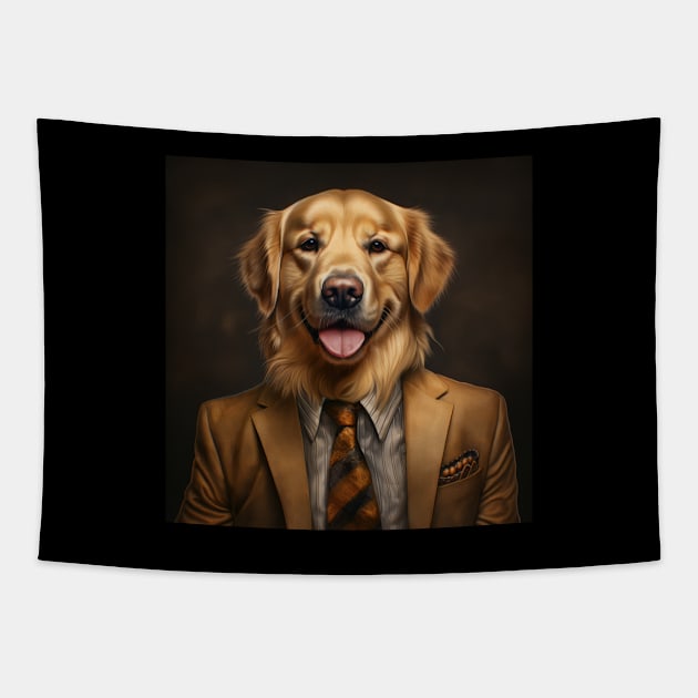 Golden Retriever Dog in Suit Tapestry by Merchgard