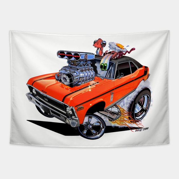 SUPER Nova orange 1970 Nova SS Tapestry by vincecrain