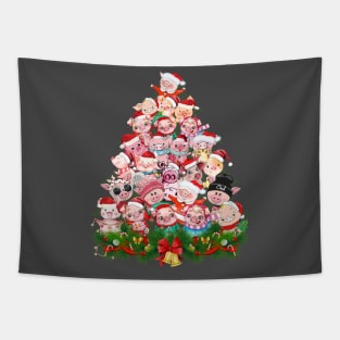 Pig Merry Christmas Tree. Tapestry