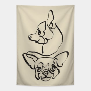 Abstract Line Chihuahua Tapestry