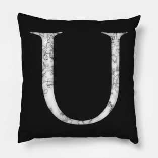 U in Roman White Marble Latin Alphabet Letter Sticker Pillow
