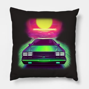 Synthwave Styled DeLorean Pillow