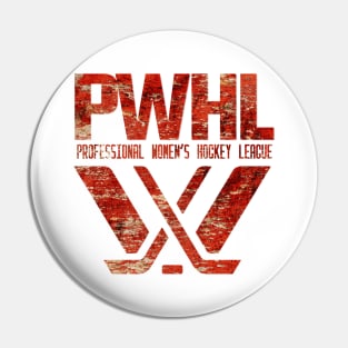 Distressed Grunge red PWHL logo Pin