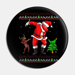 SANTA DABBING WITH PINE TREE AND REINDEER Pin