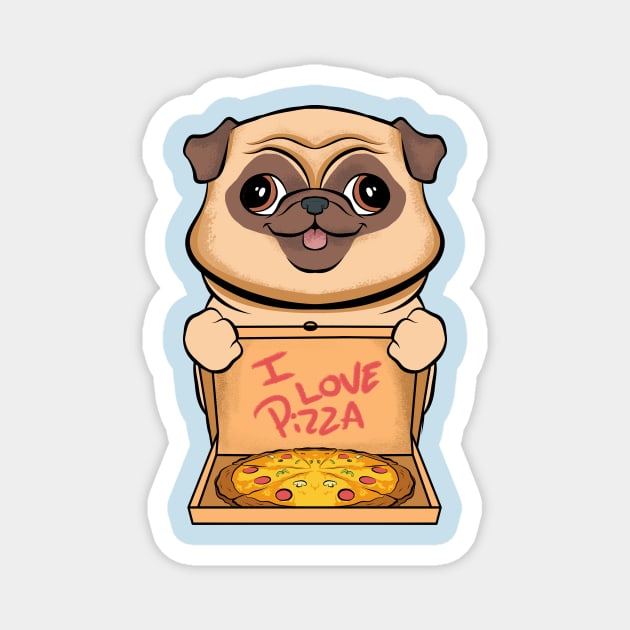 pug and pizza fun puppies lovers pizza love Magnet by the house of parodies