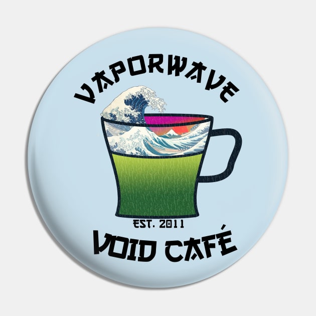 Vaporwave Aesthetic Great Wave Off Kanagawa Cafe Coffee Tea T-Shirt Pin by mycko_design