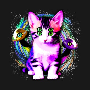 Kitty Cat Psychic Aesthetics Surreal Art T-Shirt