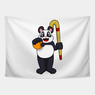 Panda at Hockey with Hockey bat Tapestry
