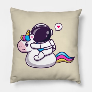 Cute Astronaut Riding Unicorn Cartoon Pillow