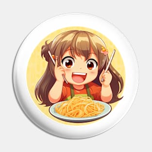 Cute Girl Eating Spaghetti Pin