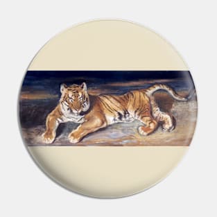 Reclining Tiger by Antoine-Louis Barye Pin