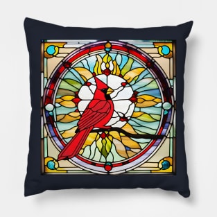 Cardinal Bursting Sun Stained Glass Pillow