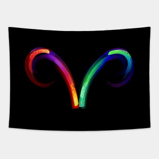 Zodiac sign Aries luminescent paint Tapestry