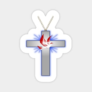 CHRISTIAN CROSS With DOVE Magnet