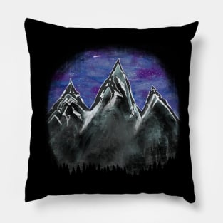 Tetons with purple sky full of stars purple mountain majesty Pillow