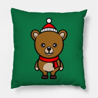 kawaii doodle cute bear cub christmas Pillow