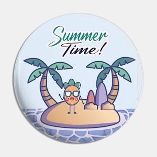 Mr. Pineapple at the Beach for Summer Time Doodle Pin