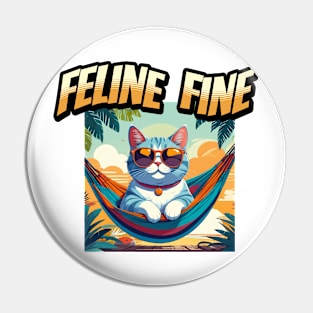 Feline Fine: Cat on Vacation T-shirt Pin