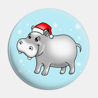 Cute Hippo For Christmas Hippopotamus Pin