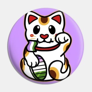 LGBTQ+ Pride Lucky Cat - Genderqueer Pin