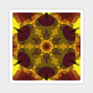 Retro Mandala Flower Yellow and Orange Magnet