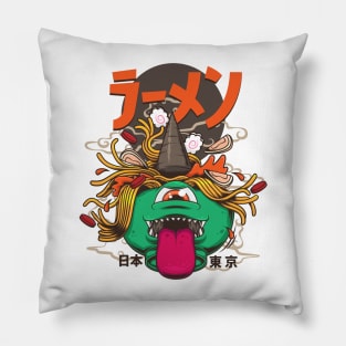 Food Ramen Monster Japanese Traditional Art Style Pillow