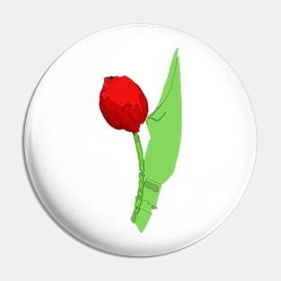 Red Tulip with green leave Pin