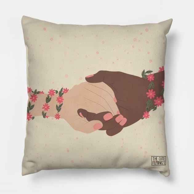 HOLD HANDS Pillow by The Cute Feminist