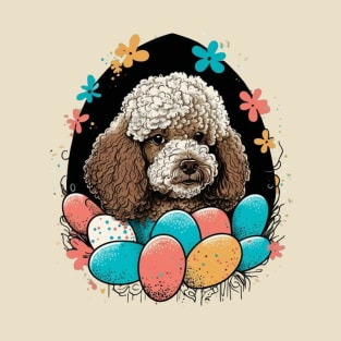 Poodle Spring Floral Easter Egg Retro Splatter Painting Dog Lover Doodle Art T-Shirt