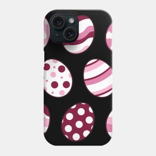 Egg Pattern | Pink | Stripes Clouds Flowers Dots | Black Phone Case