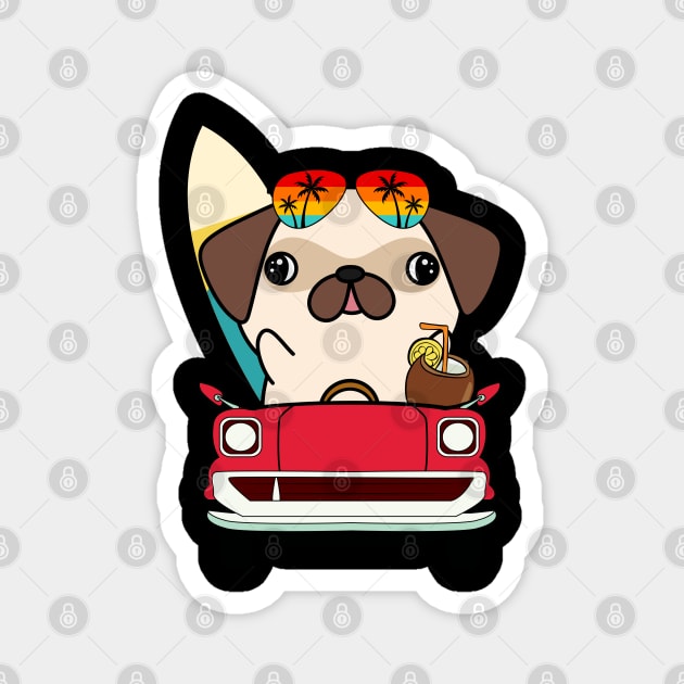 Funny pug driving a car Magnet by Pet Station