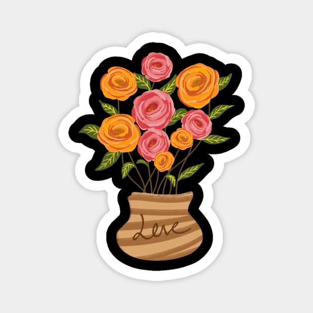 Flower Pot Illustration Magnet by Introvert Home 