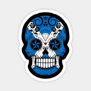 Scottish Flag Sugar Skull with Roses Magnet