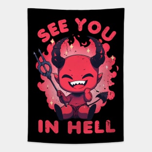 See You In Hell Kawaii Satan Tapestry