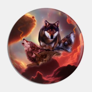 Awesome wolves howling at the setting sun Pin