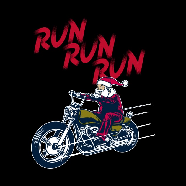 Motorcycle Classic Santa Claus Biker Christmas Run T-Shirt by geekandgamerstore