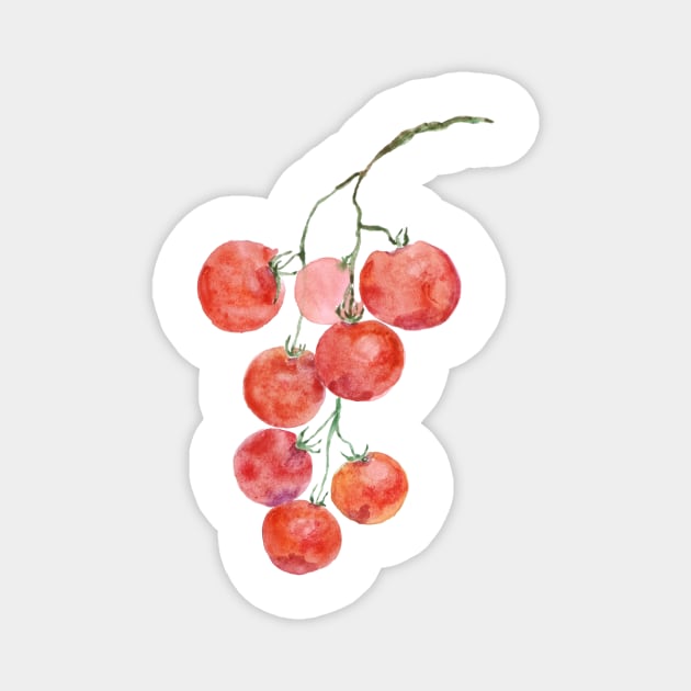 red cherry tomato watercolour Magnet by colorandcolor