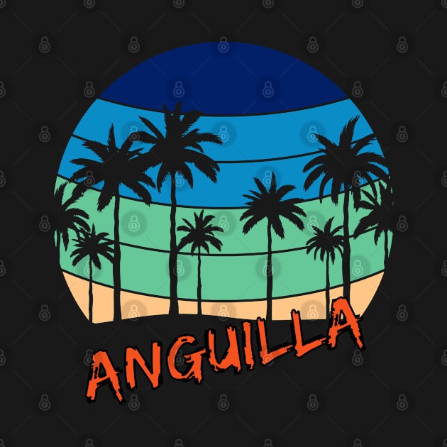 Anguilla Retro Vintage Sunset Beach Design by eliteshirtsandmore