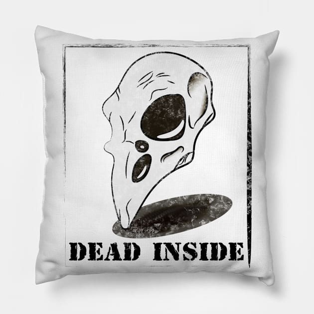 Dead Inside Bird Skull Design Pillow by BlackRavenOath